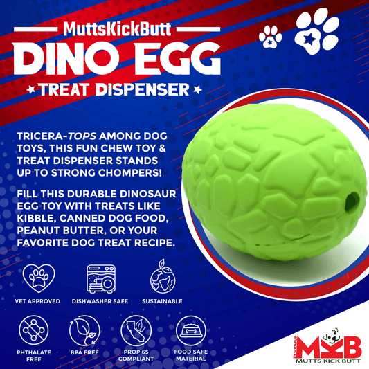 MKB Durable Chew Toy & Treat Dispenser - Dinosaur Egg for Power Chewers